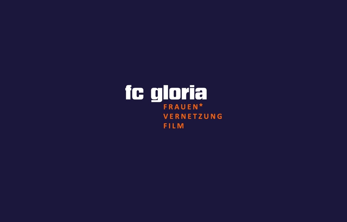 Das Logo von FC Gloria – Frauen* Vernetzung Film auf dunkelblauen Hintergrund.